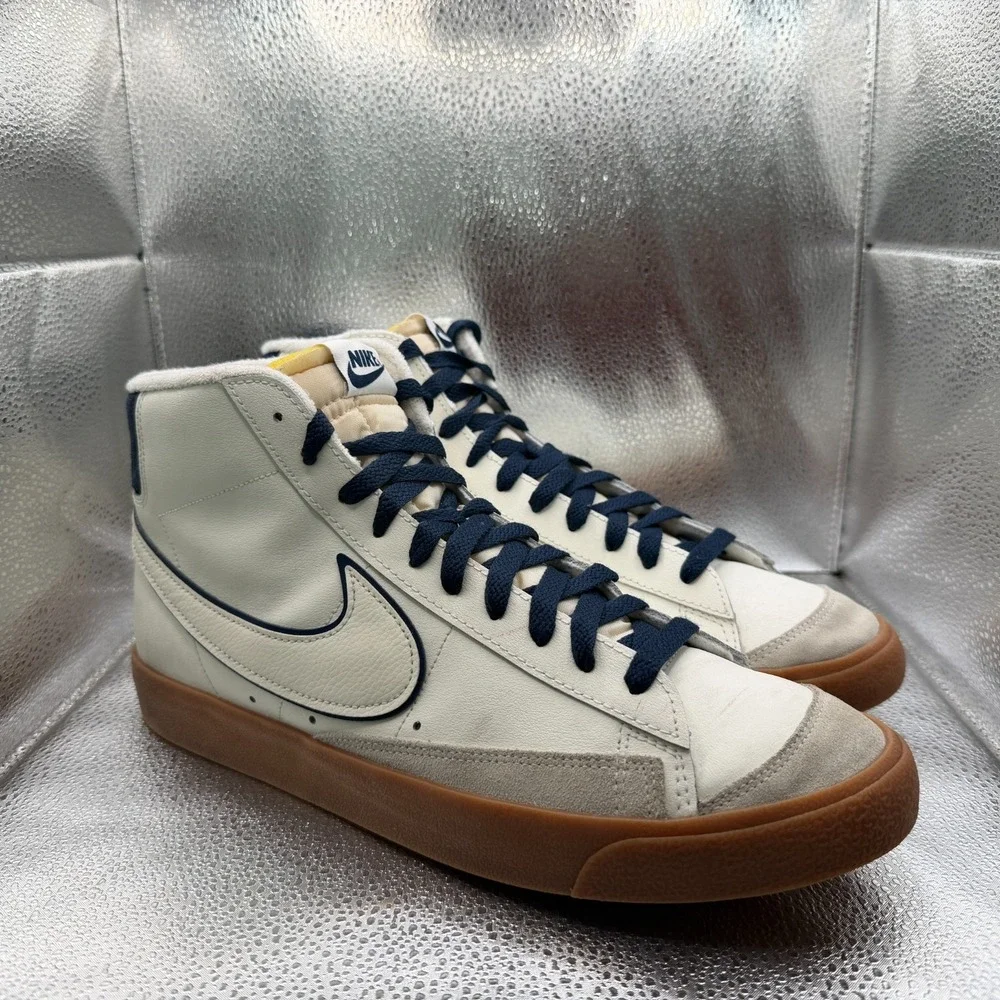 Size 13 Nike Blazer Mid '77 Premium Sail Midnight Navy Mens Shoes DQ7672-100